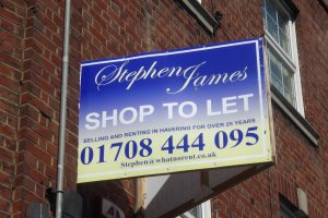 Shop letting sign in Hornchurch